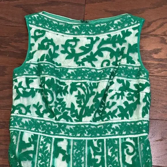 Tadashi Shoji Green Lace Embroidered Fit-and-Flare Cocktail Dress Size 6 - Picture 4 of 10